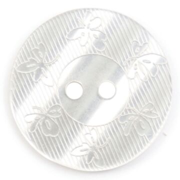 Milward Carded Buttons Round Leaf Pattern White 22mm Pack of 2