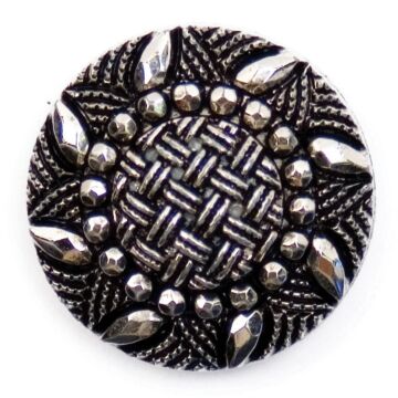 Milward Carded Buttons Patterned Metal Silver 12mm Pack of 4