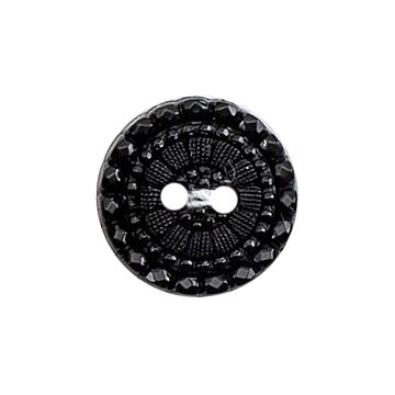 Milward Carded Buttons Patterned 2 Hole Black 15mm Pack of 4