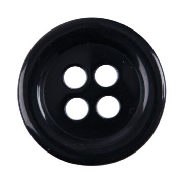 Milward Carded Buttons Round Shiny 4 Hole Black 22mm Pack of 2