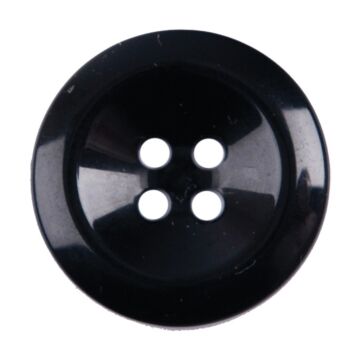Milward Carded Buttons Round Shiny 4 Hole Black 22mm Pack of 2