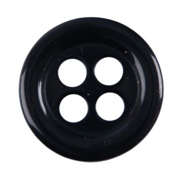 Milward Carded Buttons Round Shiny 4 Hole Black 27mm Pack of 2