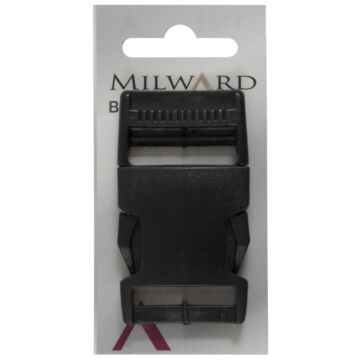 Milward Carded Buttons Plastic Buckle Black 25mm Pack of 1