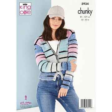 King Cole Safari Ladies Round and V Neck Cardigan Chunky 5934 