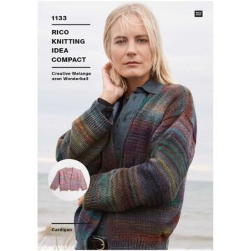 Rico Creative Melange Wonderball Aran Cardigan Pattern 1133 81-86-102-107cm