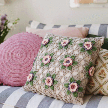 Janie Crow Gertrude Crochet Cushion Cover Kit in Stylecraft Naturals Bamboo & Cotton DK