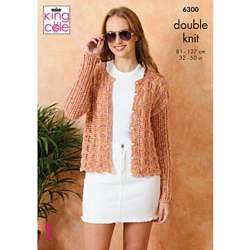 King Cole Cottonsoft Crystal DK Ladies Cardigans 6300 Knitting Pattern  81-127cm