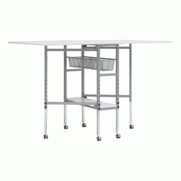Sew Stylish Adjustable Cutting Table with Grid Silver White 104 x 71 x 20 cm