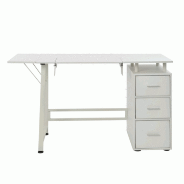 Sew Stylish Sewing Table with 3 Drawers White 66 x 12.50 x 131cm