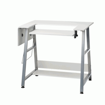 Sew Stylish Sewing Table with Adjustable Platform White Silver 102 x 66 x 14 cm